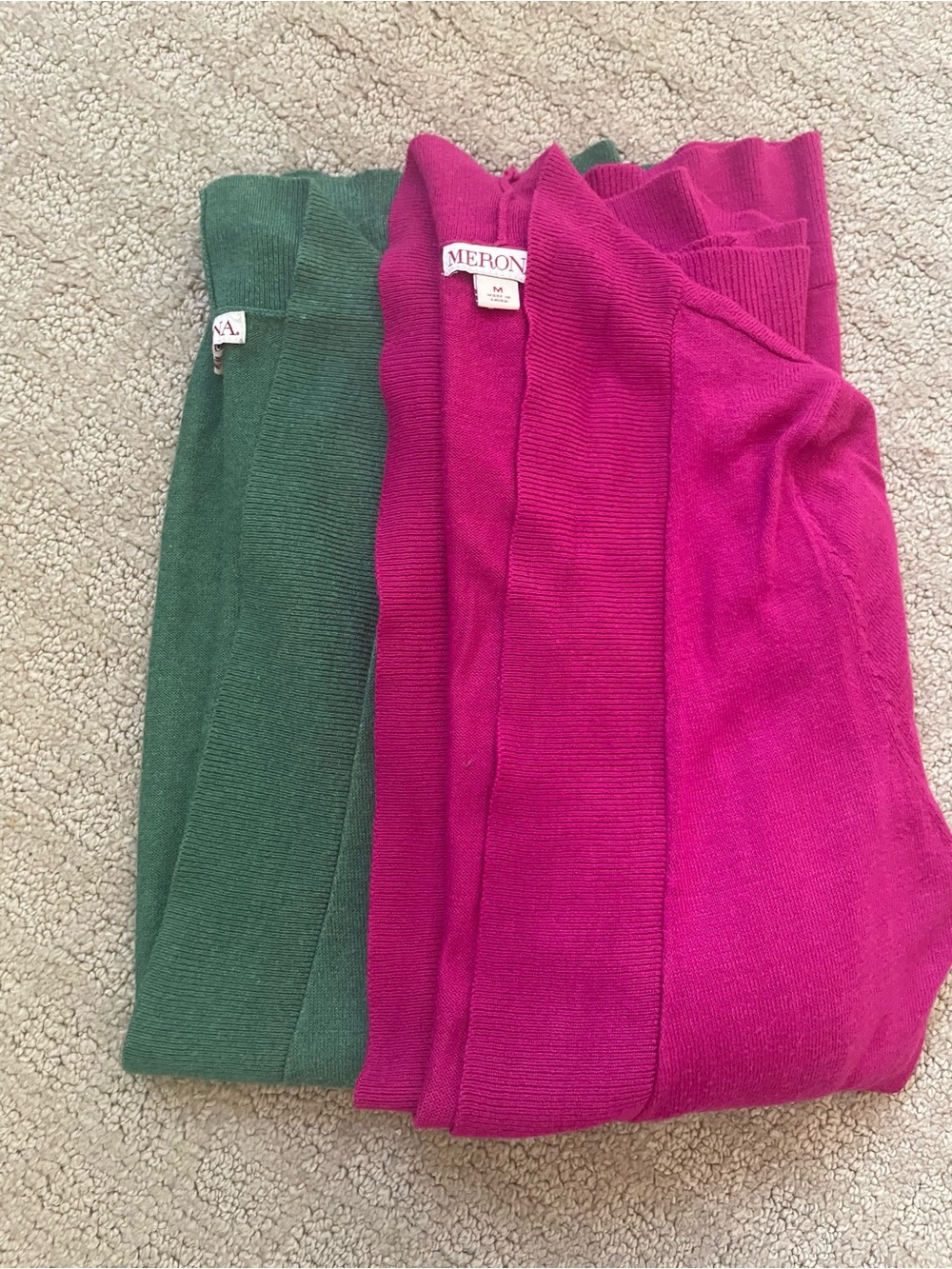 Merona Cardigan Bundle Women’s Medium Pink & Green Lightweight Open Front